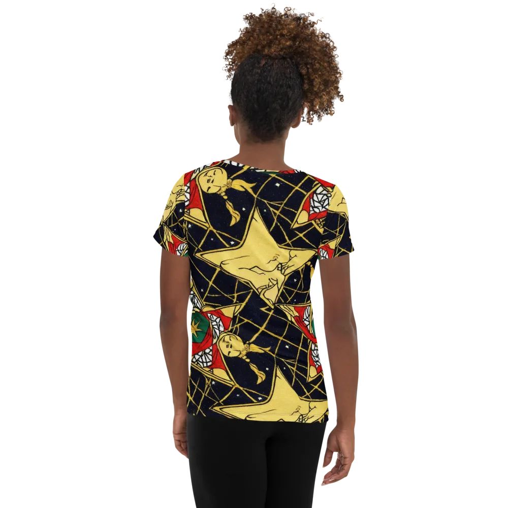 Midnight Starlets on Women's Athletic T-Shirt — Back