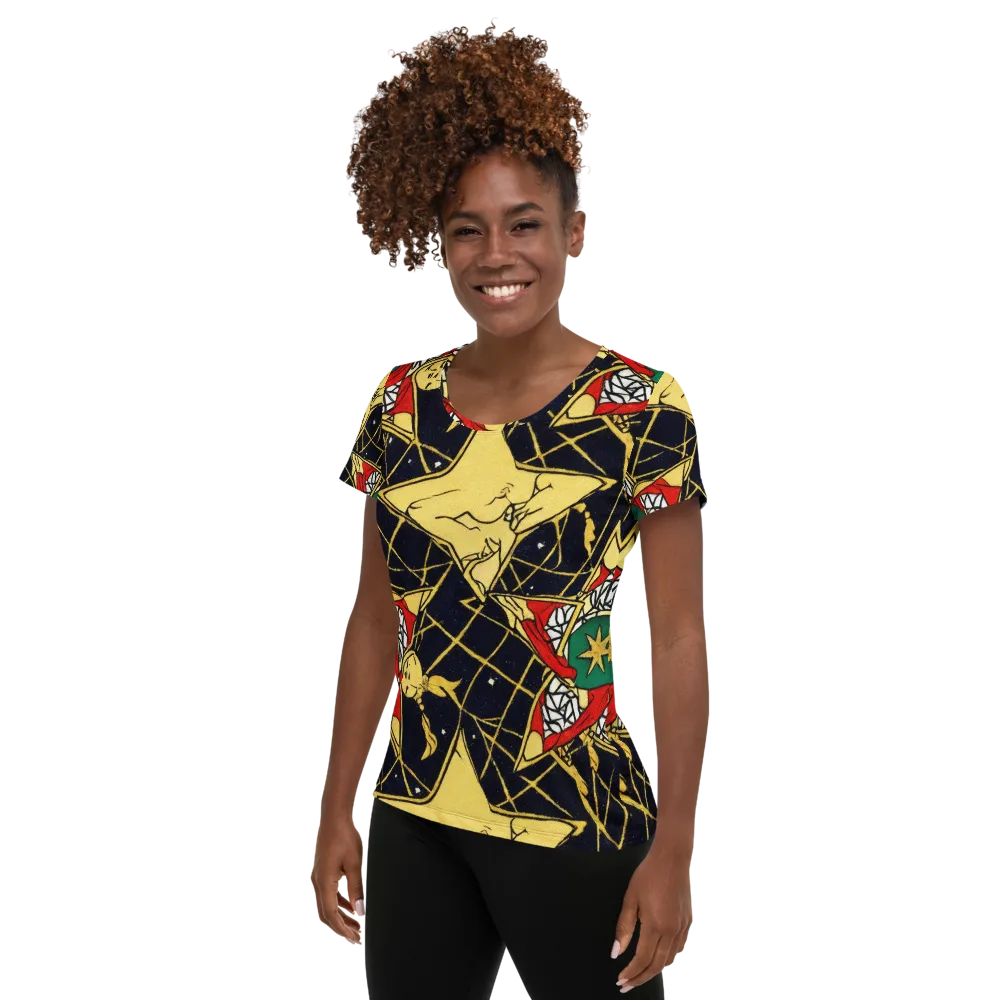 Midnight Starlets on Women's Athletic T-Shirt — Left