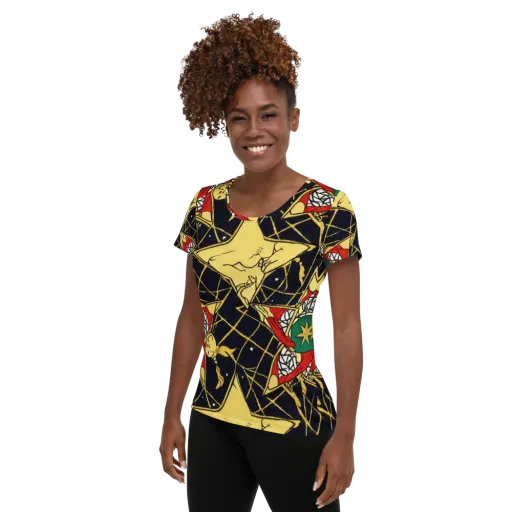 Midnight Starlets on a Women's Athletic T-Shirt