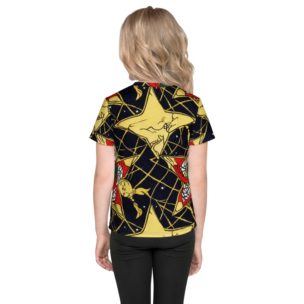 Midnight Starlets on Kids Crew Neck T-Shirt — Back