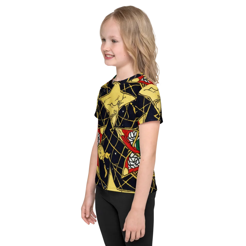 Midnight Starlets on Kids Crew Neck T-Shirt — Left