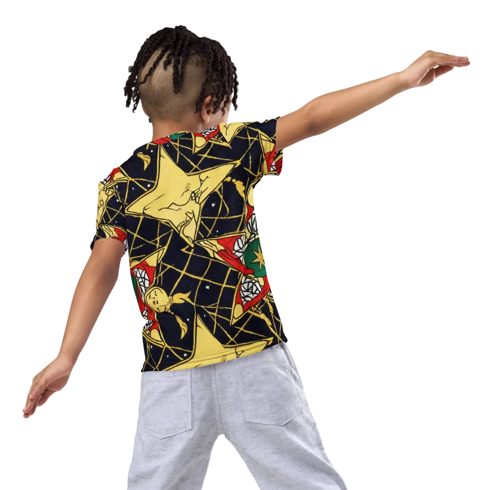 Midnight Starlets on Kids Crew Neck T-Shirt — Back