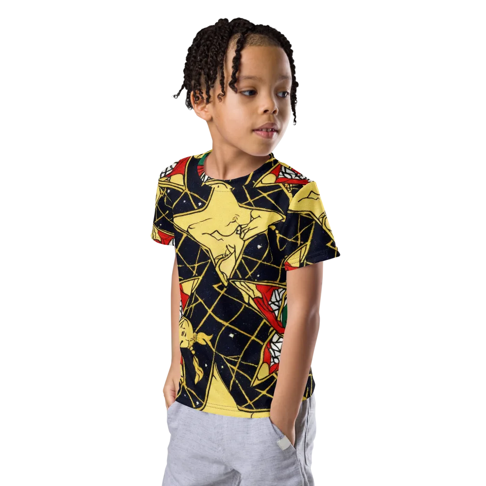 Midnight Starlets on Kids Crew Neck T-Shirt — Left Front