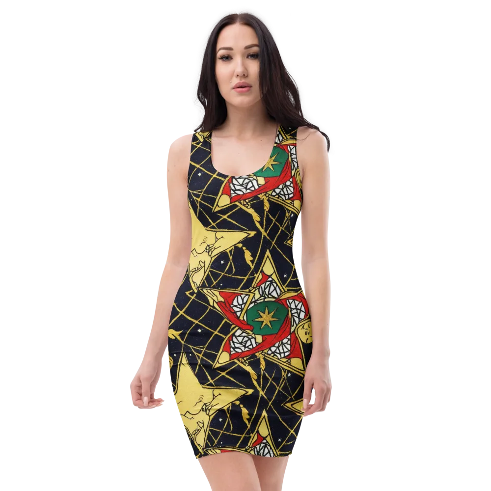 Midnight Starlets on Bodycon Dress — Front