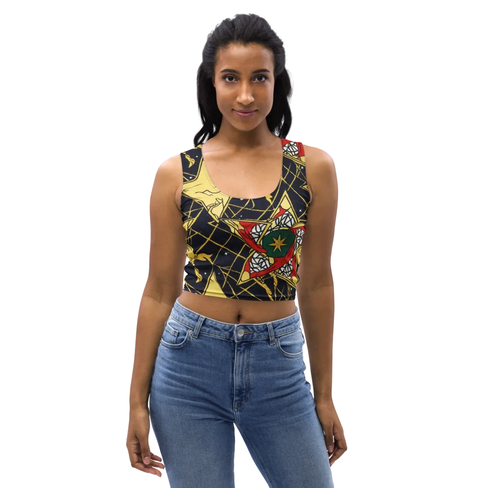 Midnight Starlets on Crop Top — Front