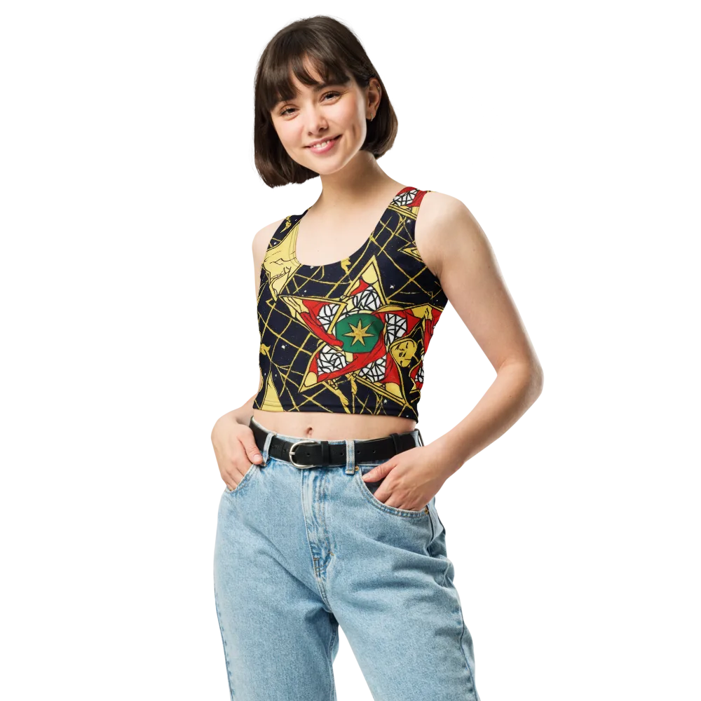 Midnight Starlets on Crop Top — Front
