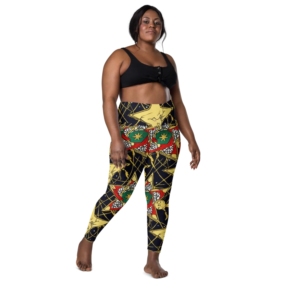 Midnight Starlets on Leggings with Pockets — Front