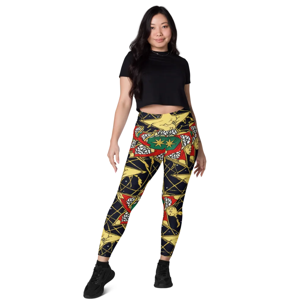 Midnight Starlets on Leggings with Pockets — Front
