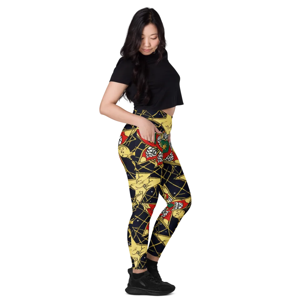 Midnight Starlets on Leggings with Pockets — Right