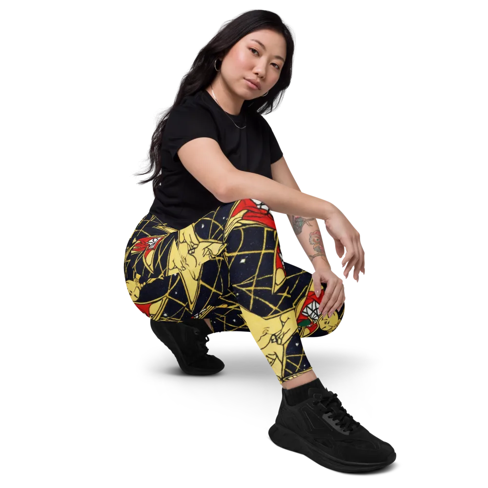 Midnight Starlets on Leggings with Pockets — Right Front