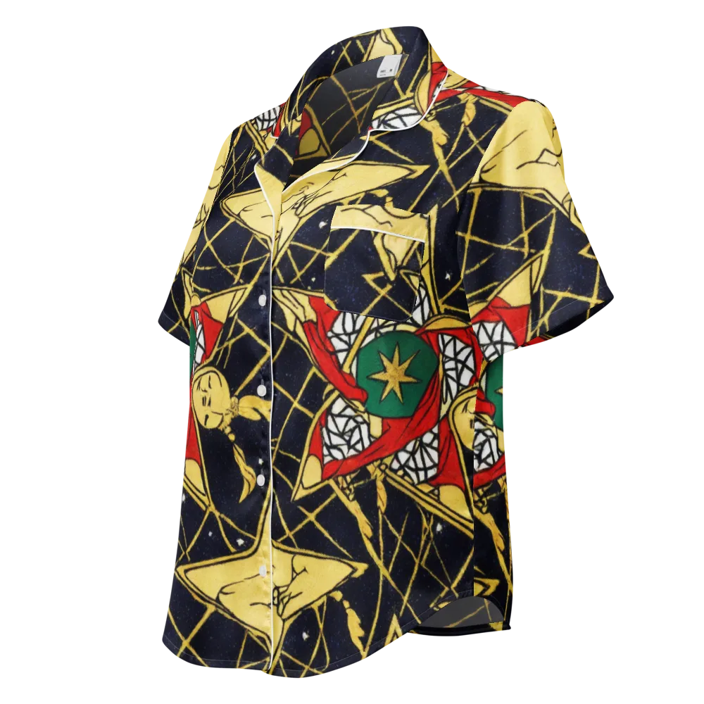 Midnight Starlets on Women's Short Sleeve Pajama Top — Left Front