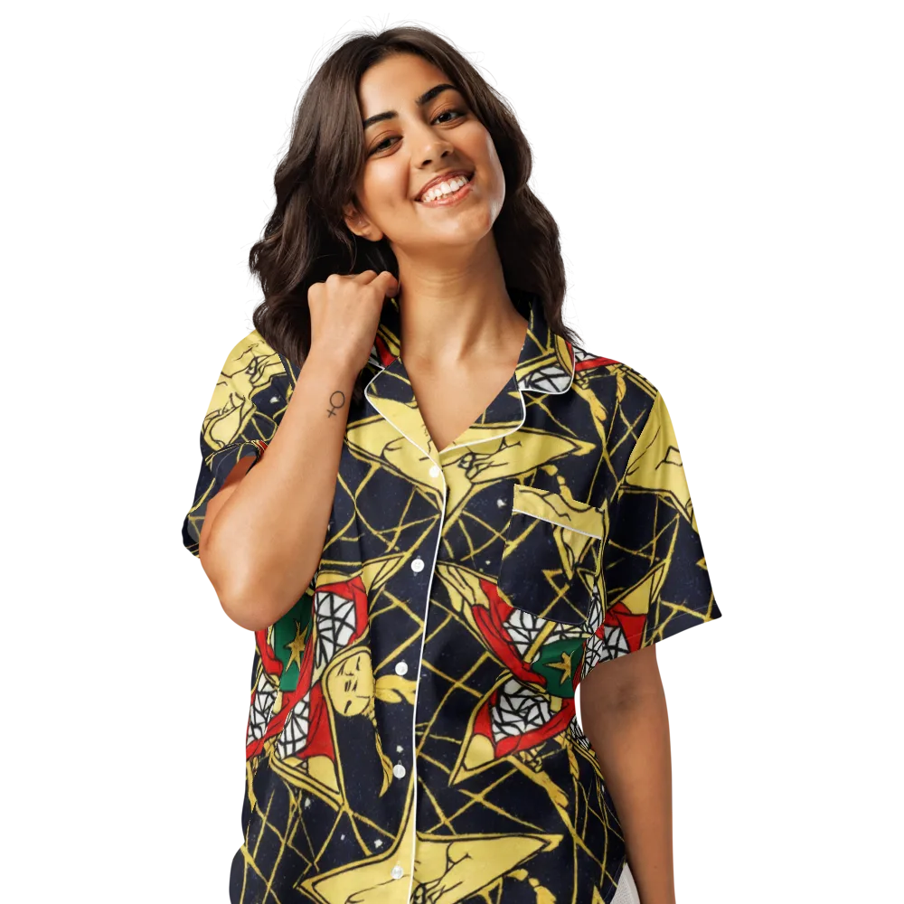 Midnight Starlets on Women's Short Sleeve Pajama Top — Front