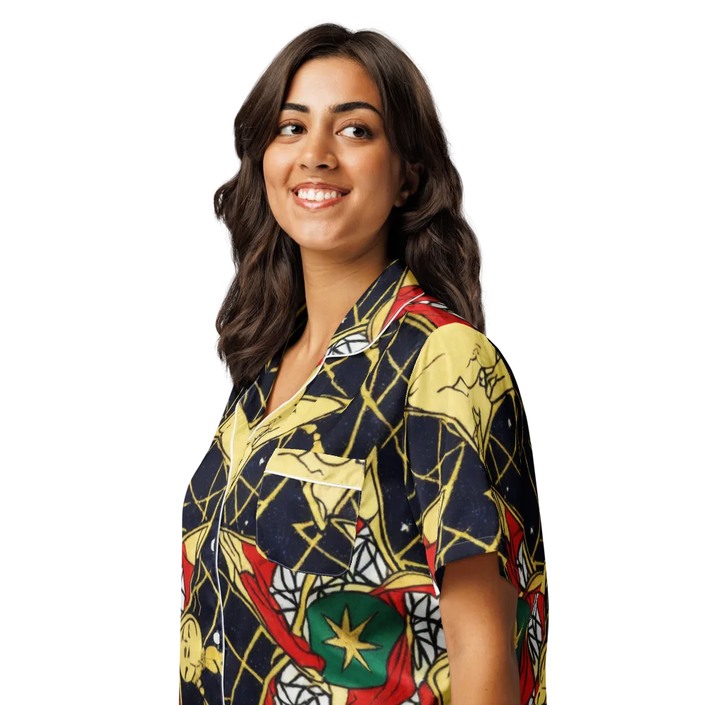 Midnight Starlets on Women's Short Sleeve Pajama Top — Left Front