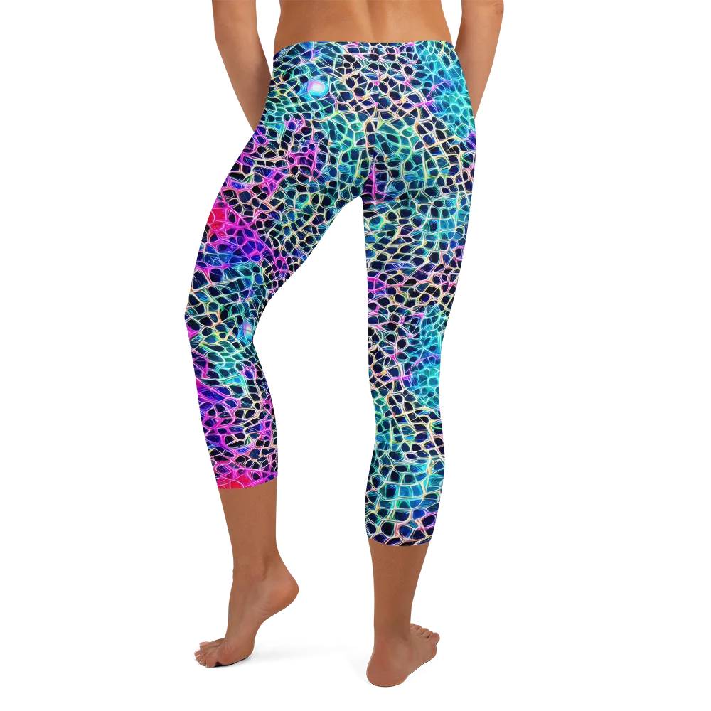 Prismatic Veins on Capri Leggings — Back