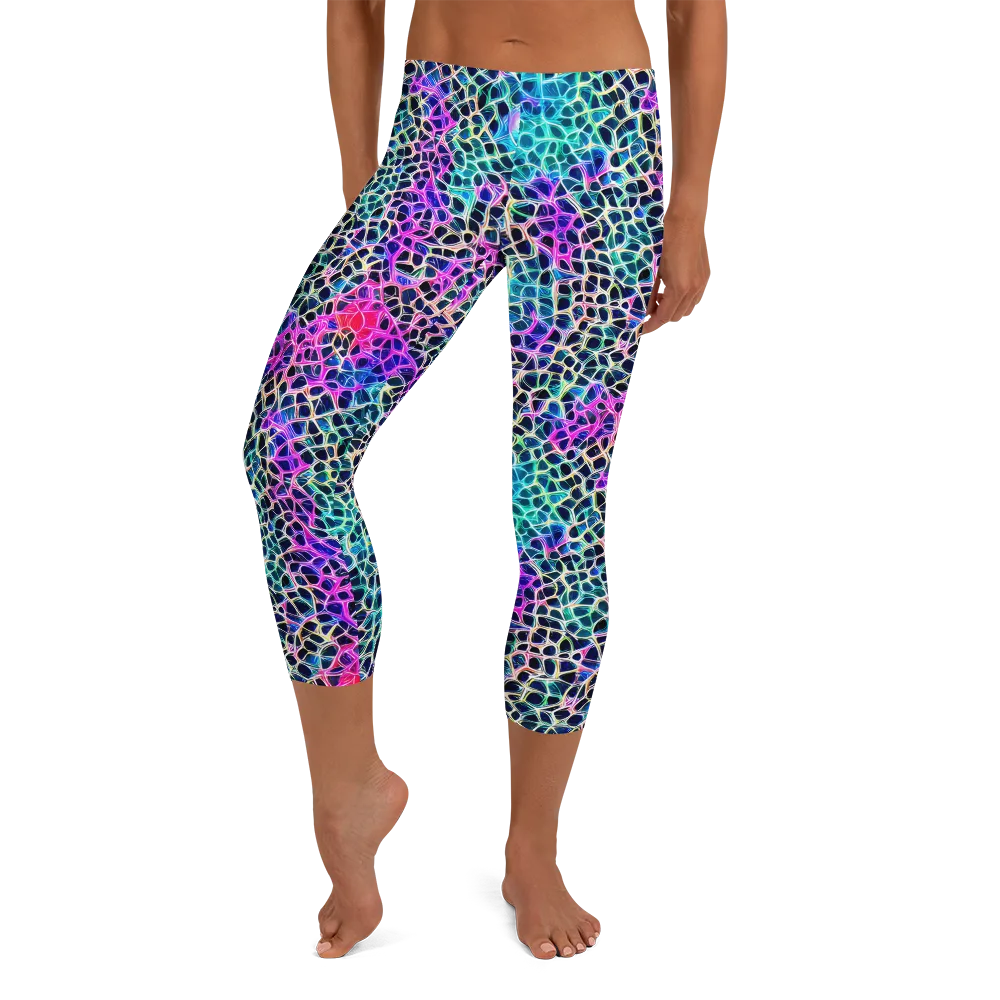 Prismatic Veins on Capri Leggings — Front