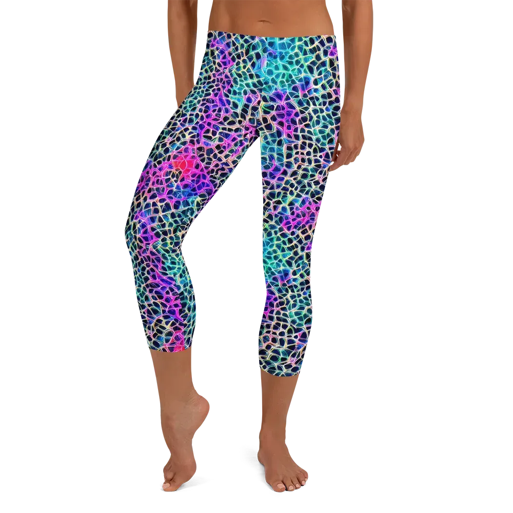 Prismatic Veins on Capri Leggings — Front