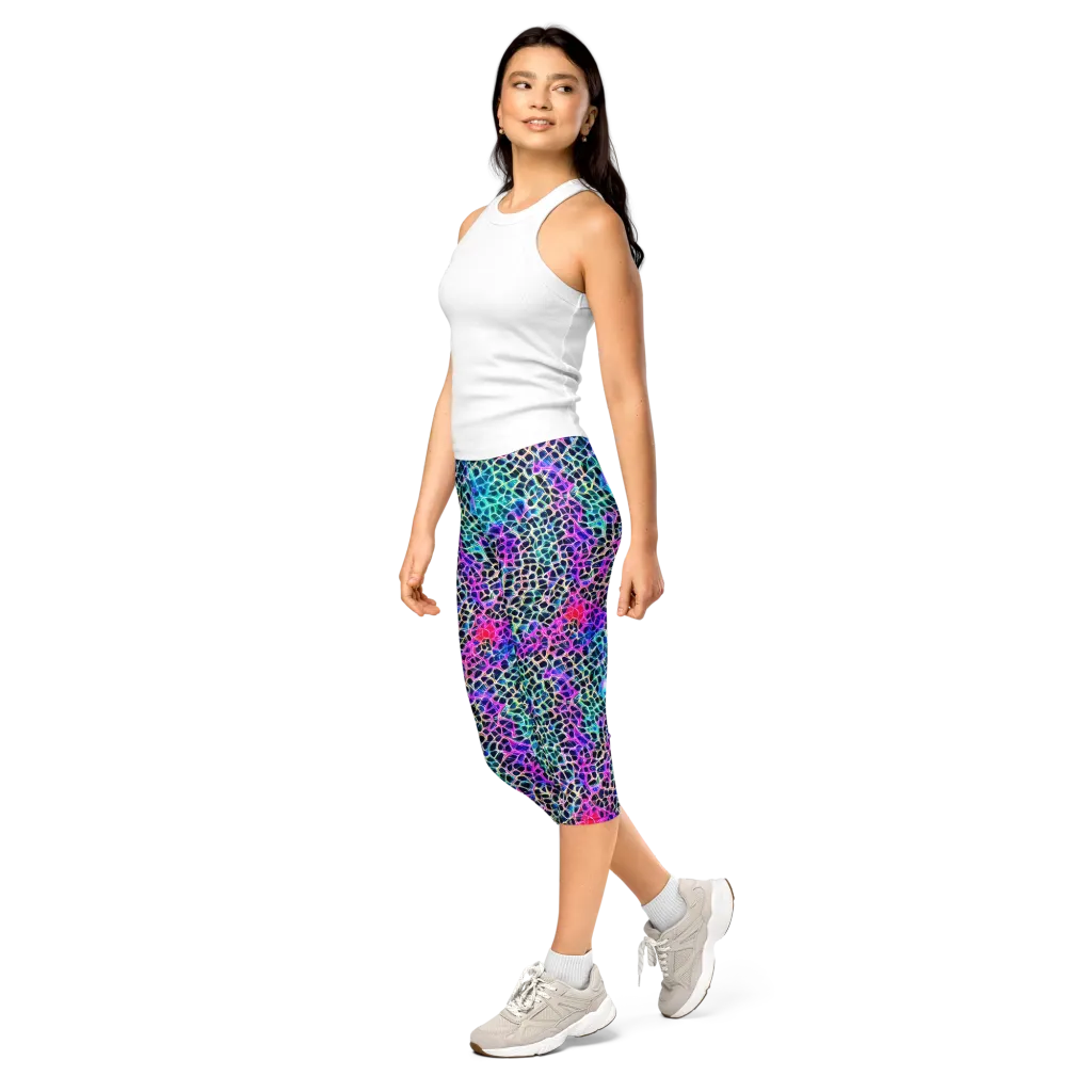 Prismatic Veins on Capri Leggings — Left Front