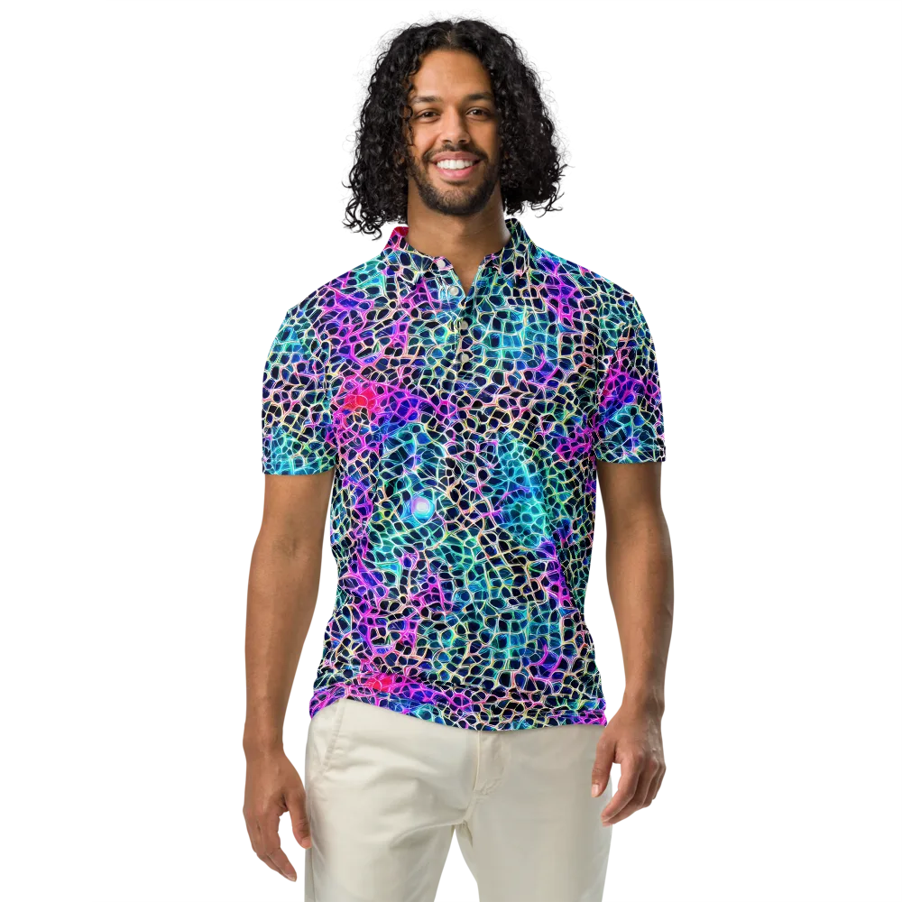 Prismatic Veins on Men's Slim Fit Polo Shirt — Front