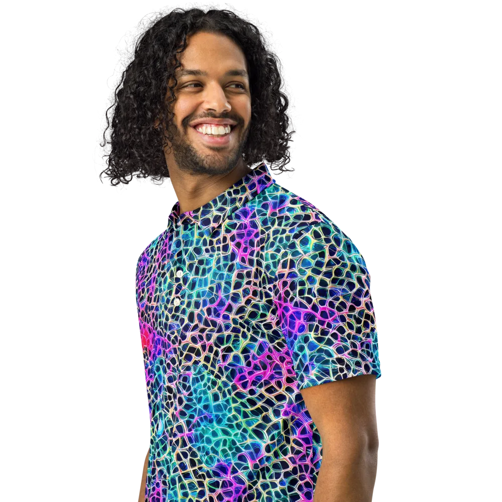 Prismatic Veins on Men's Slim Fit Polo Shirt — Left Front