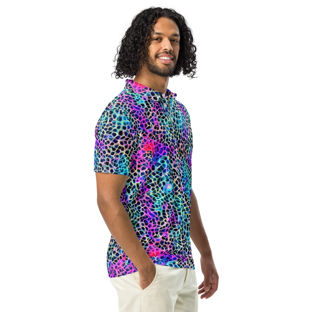 Prismatic Veins on Men's Slim Fit Polo Shirt — Right Front