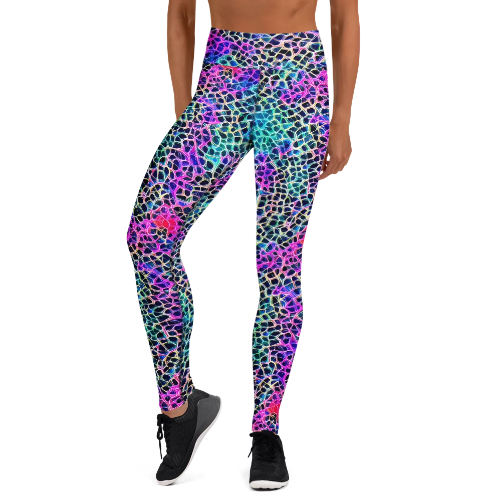 Prismatic Veins on Yoga Leggings — Front