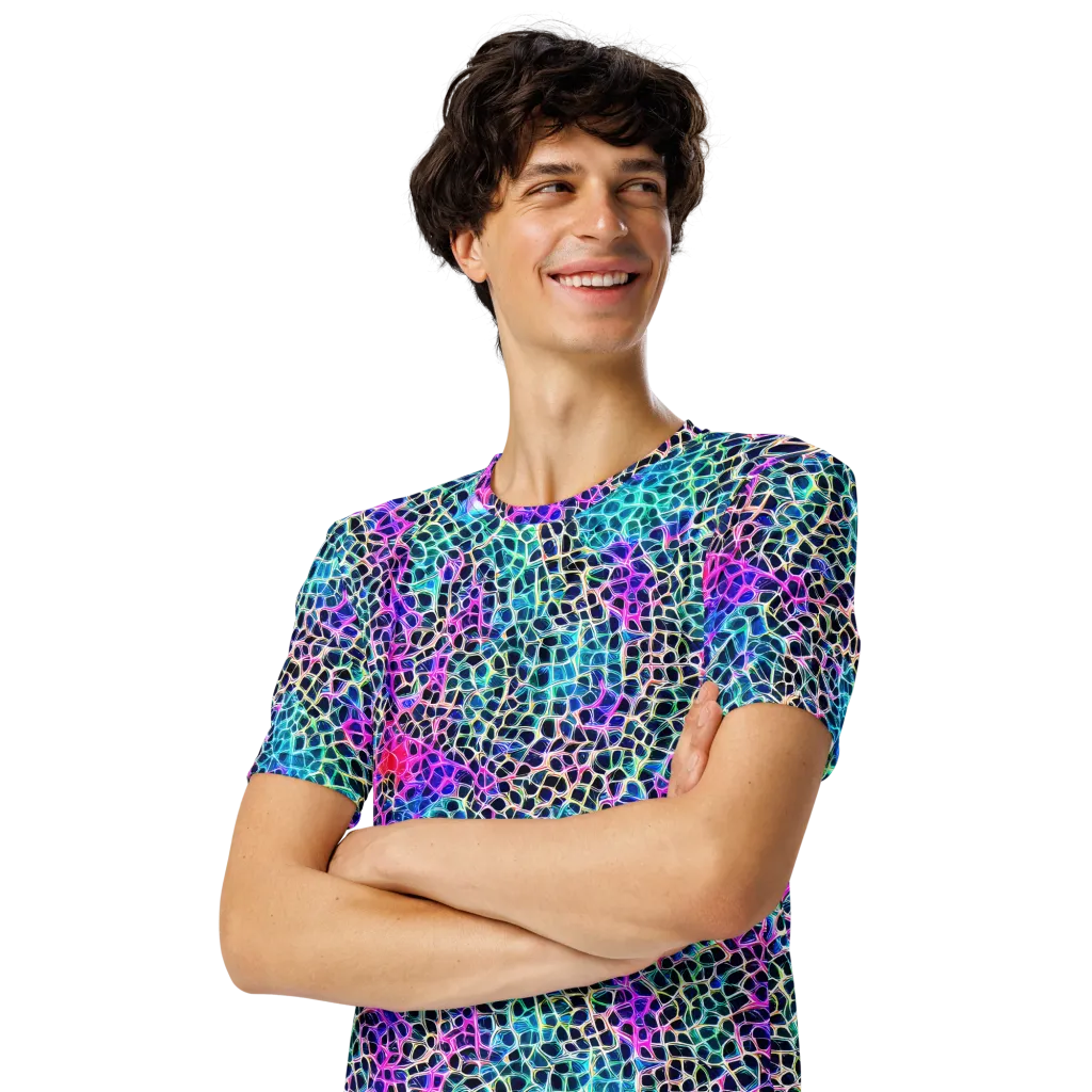 Prismatic Veins on Men's Crew Neck T-Shirt — Left Front
