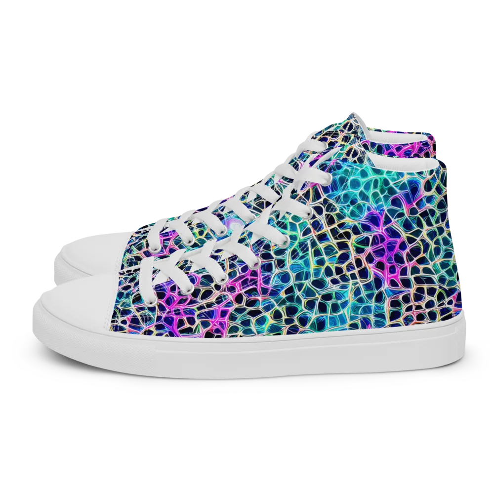 Prismatic Veins on Men's High Top Canvas Shoes — Left
