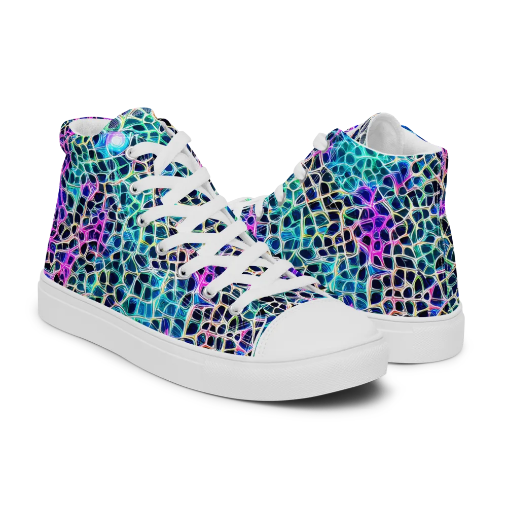 Prismatic Veins on Men's High Top Canvas Shoes — Right