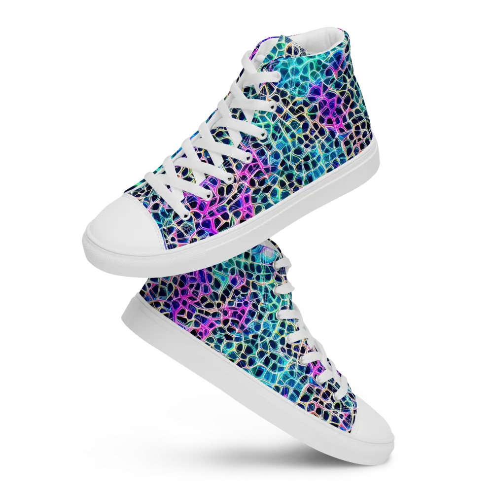 Prismatic Veins on Men's High Top Canvas Shoes — Front