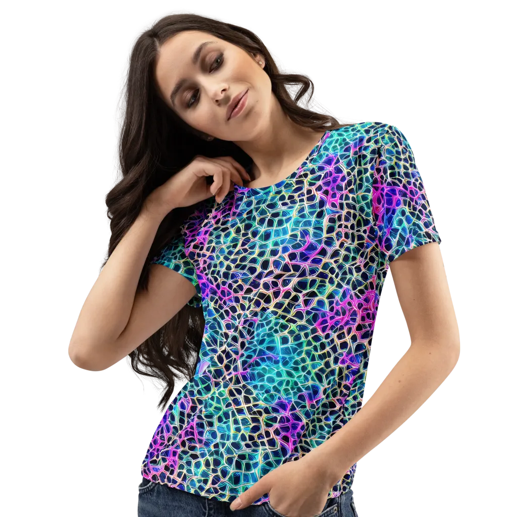 Prismatic Veins on Women's Crew Neck T-Shirt — Left Front