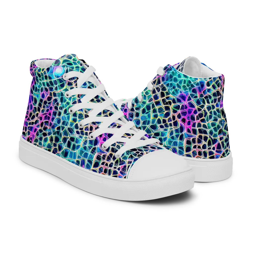 Prismatic Veins on Women's High Top Canvas Shoes — Right