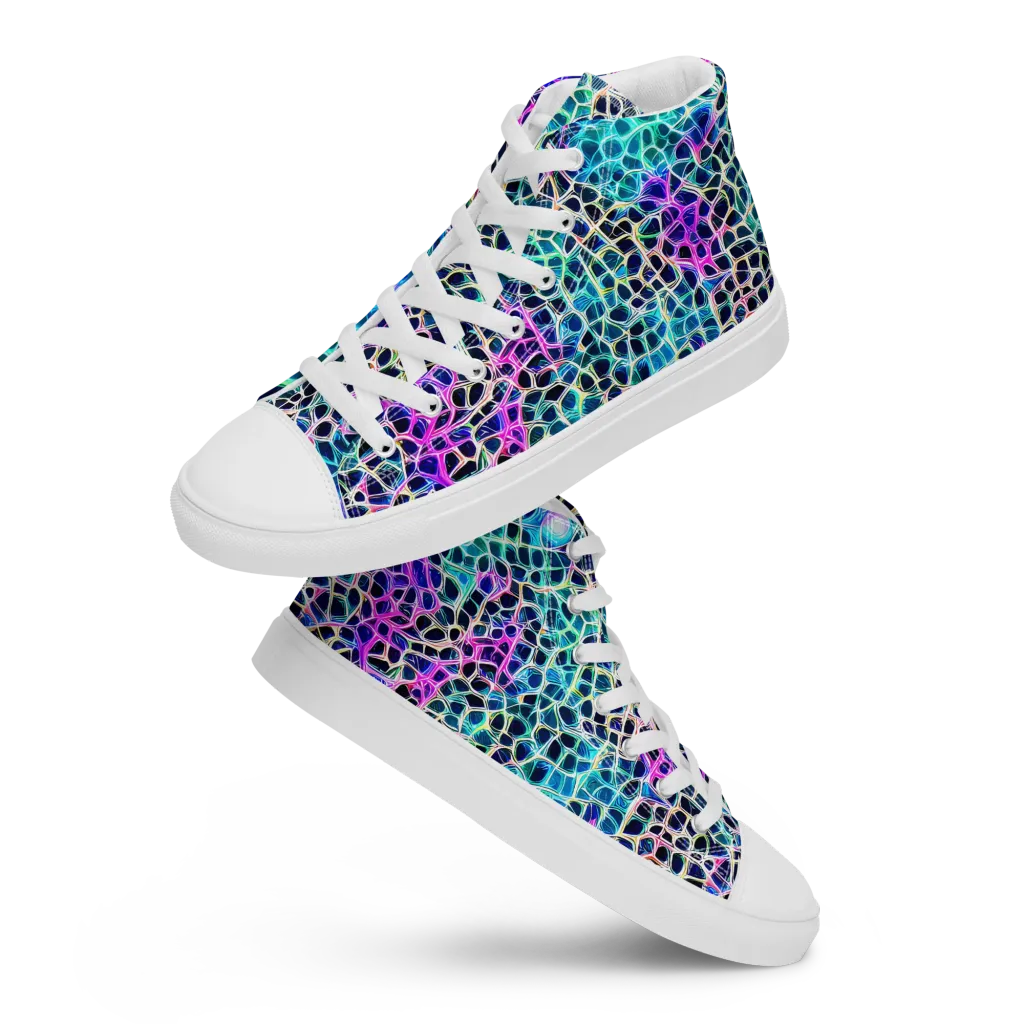 Prismatic Veins on Women's High Top Canvas Shoes — Front