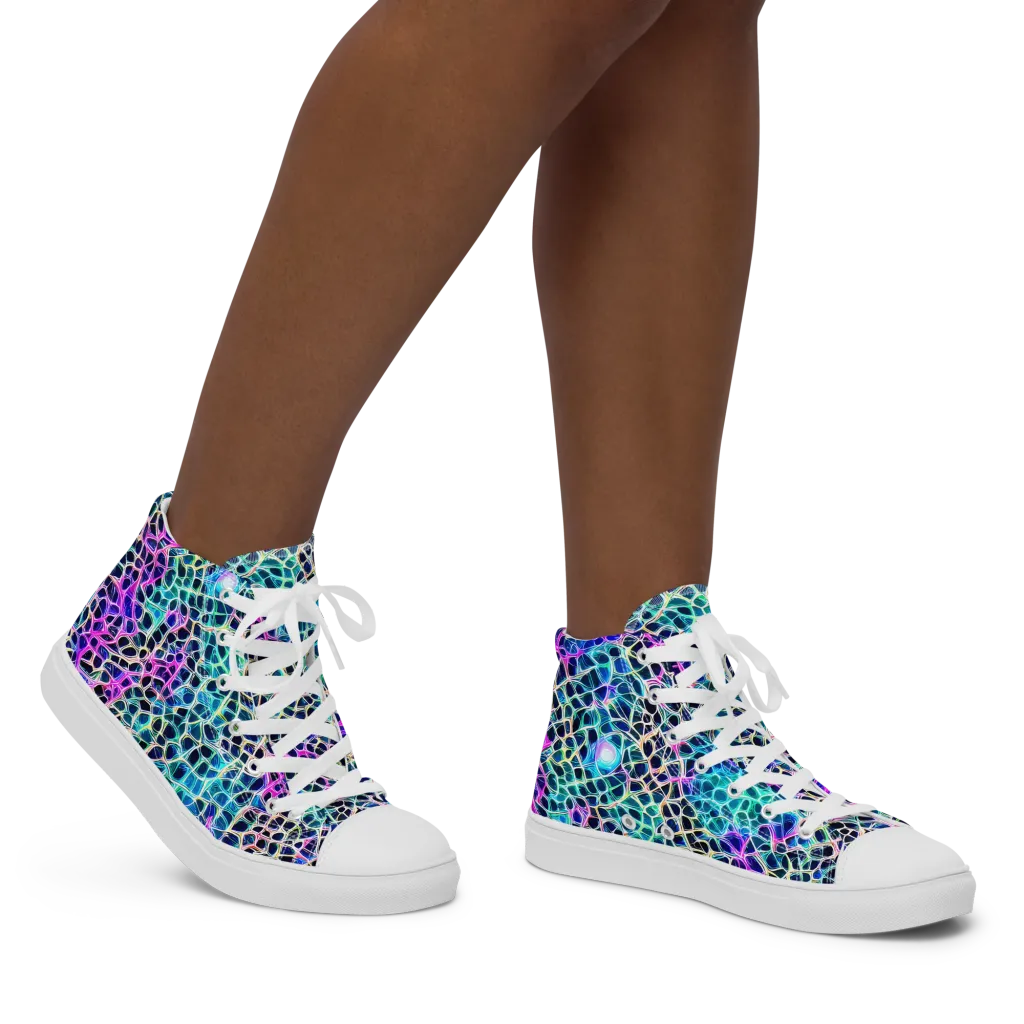Prismatic Veins on Women's High Top Canvas Shoes — Right