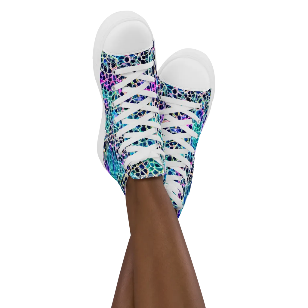 Prismatic Veins on Women's High Top Canvas Shoes — Front