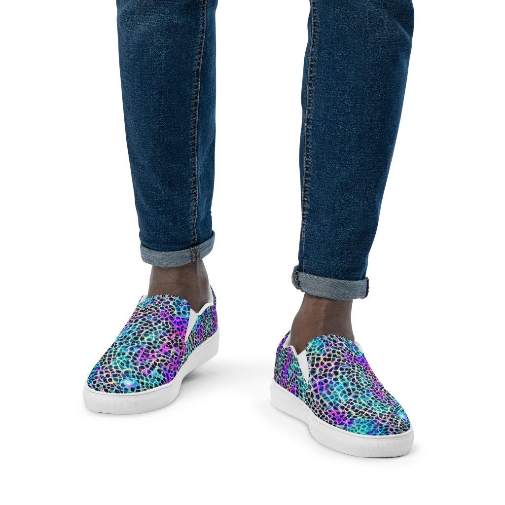Prismatic Veins on Men's Slip-On Canvas Shoes — Front