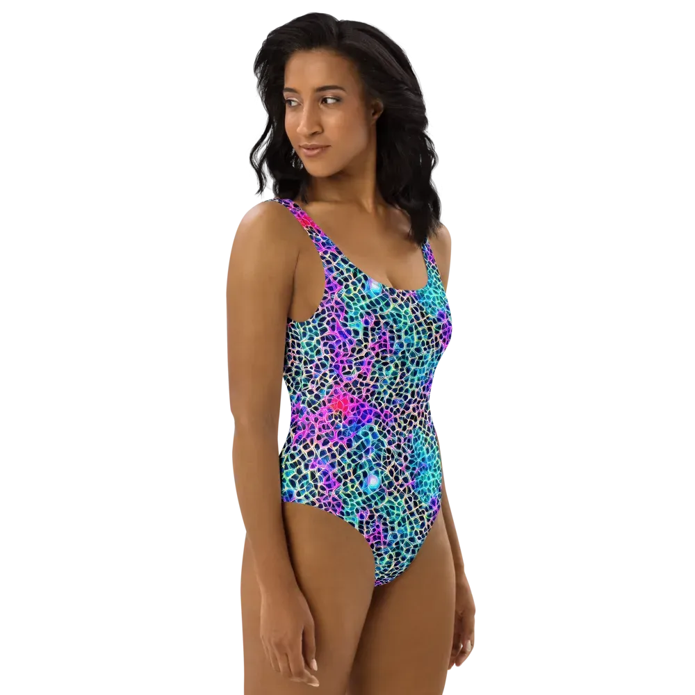 Prismatic Veins on One-Piece Swimsuit — Right