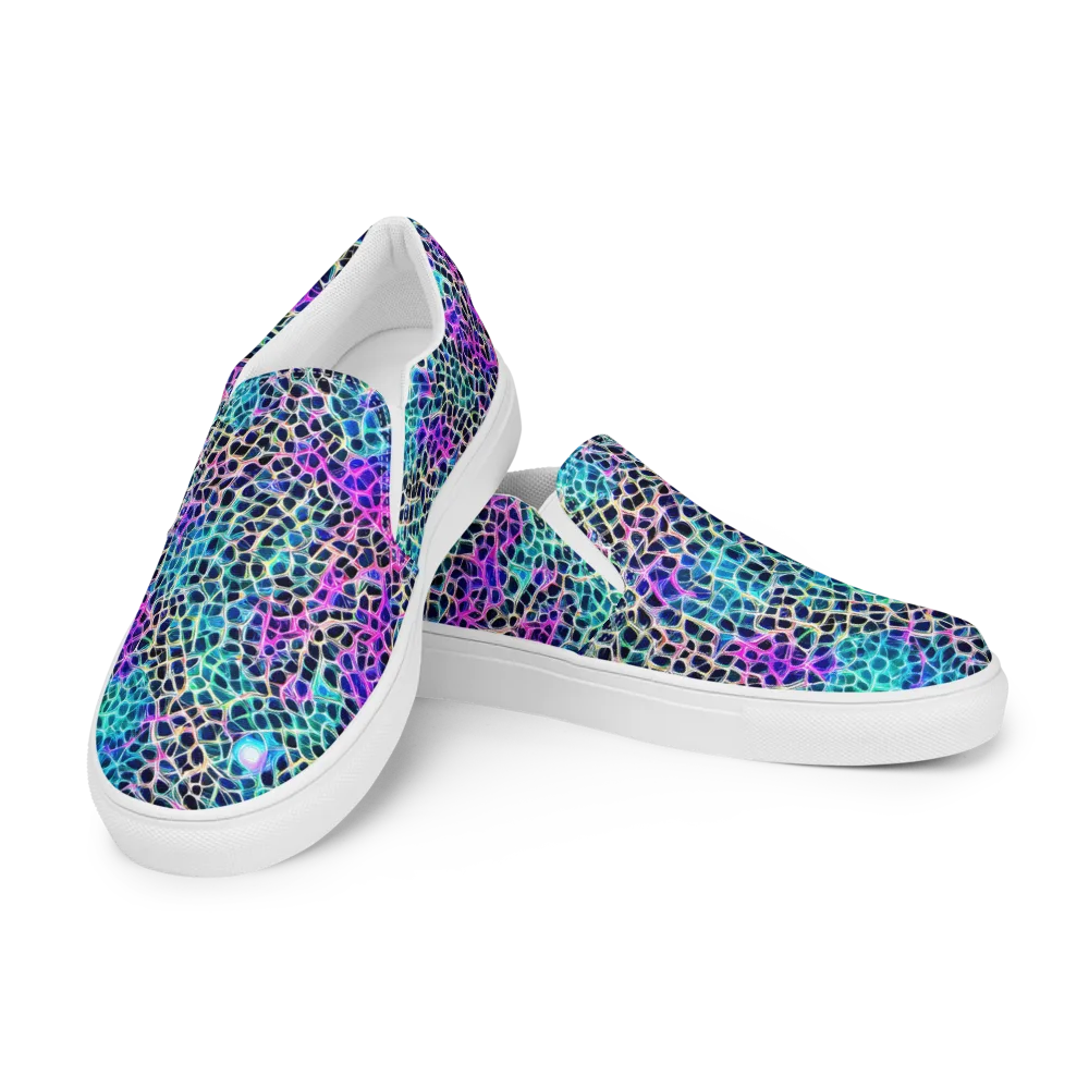 Prismatic Veins on Women's Slip-On Canvas Shoes — Left Front