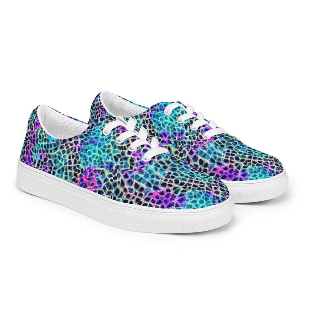 Prismatic Veins on Men's Lace-Up Canvas Shoes — Right Front