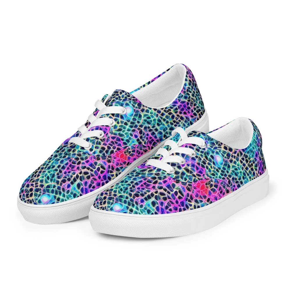 Prismatic Veins on Men's Lace-Up Canvas Shoes — Left Front