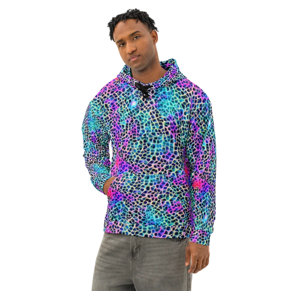 Prismatic Veins on Cotton Hoodie — Left Front