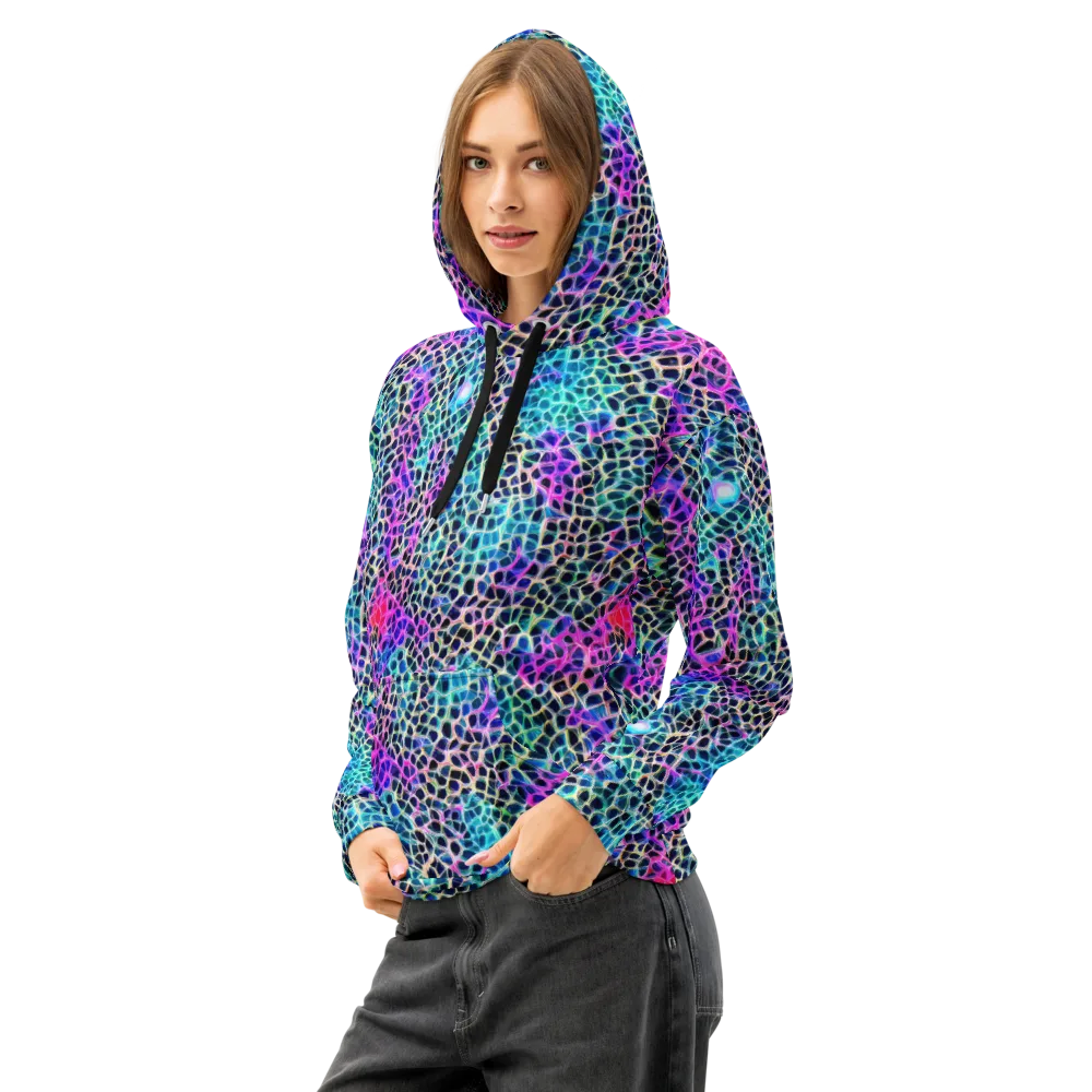 Prismatic Veins on Cotton Hoodie — Left Front