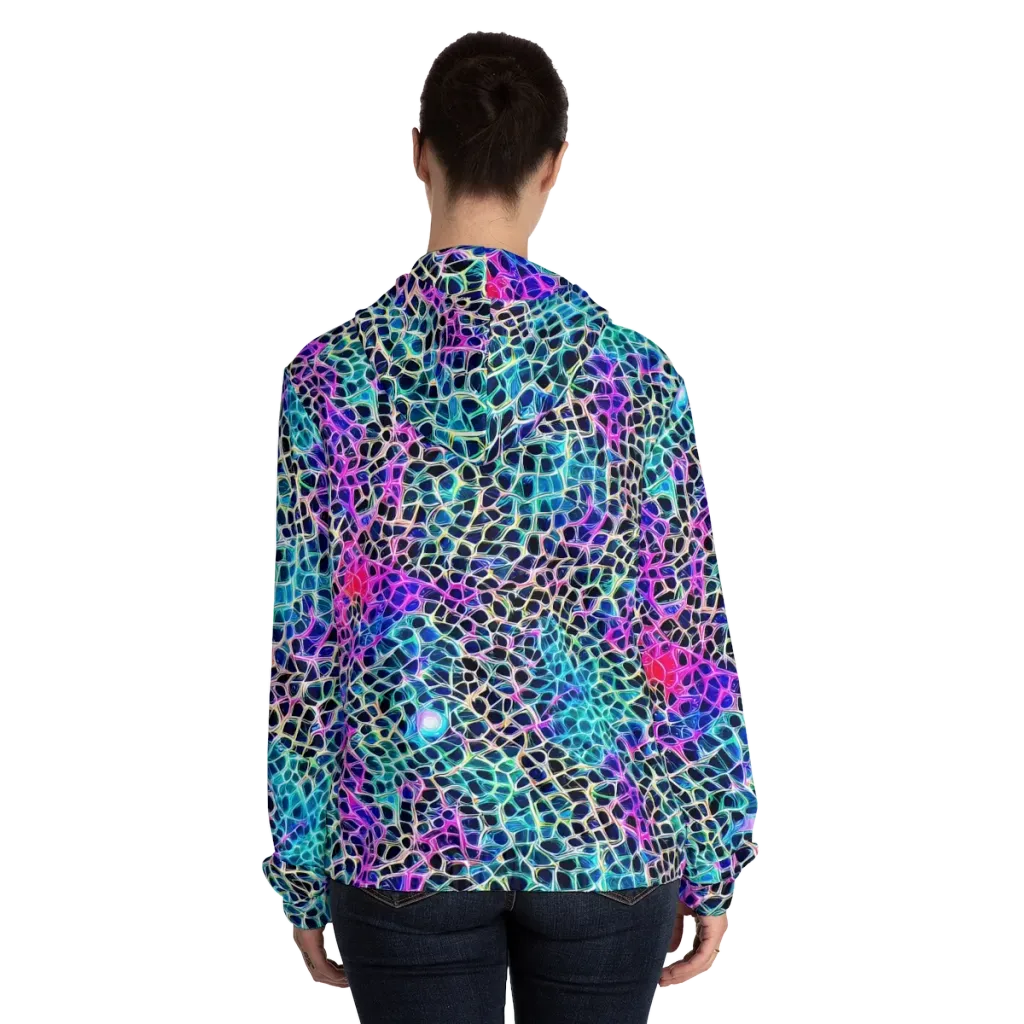 Prismatic Veins on Women's Full-Zip Hoodie — Back On Person