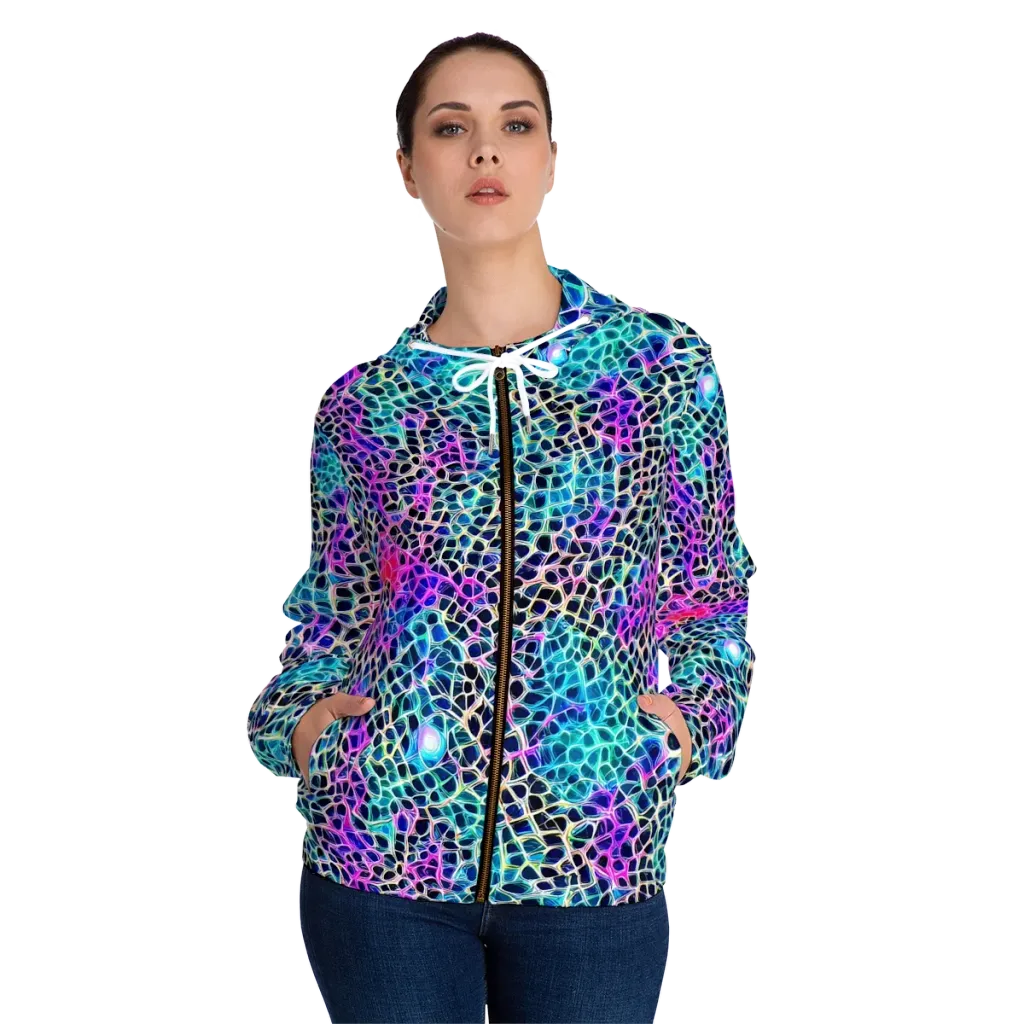 Prismatic Veins on Women's Full-Zip Hoodie — Front On Person