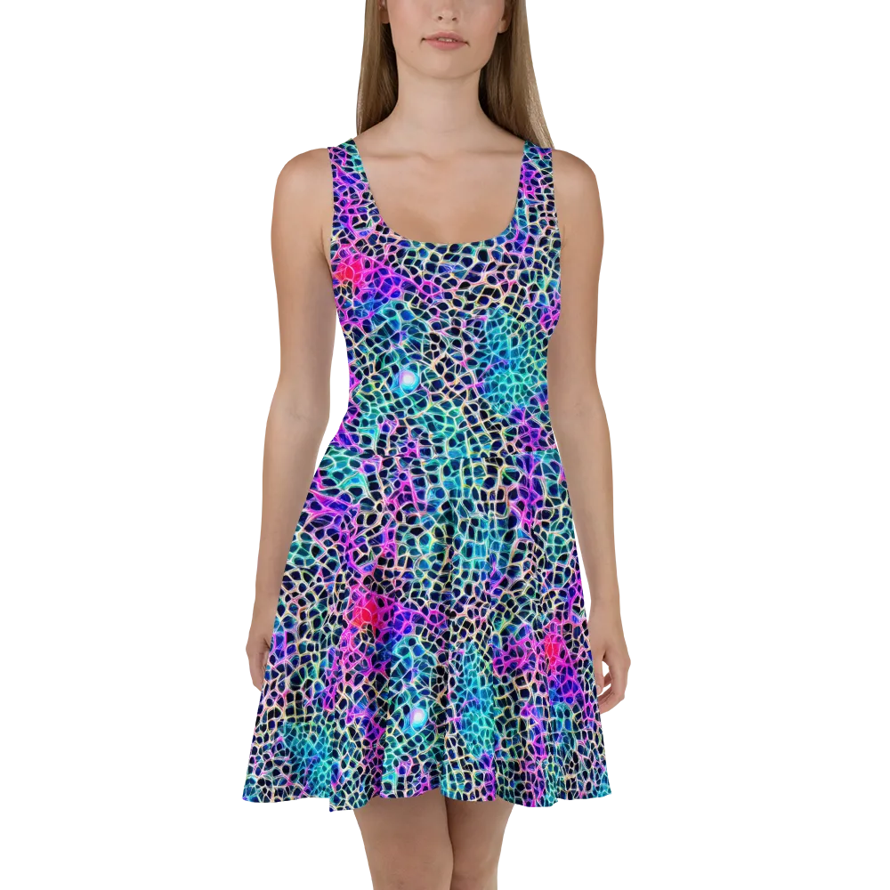 Prismatic Veins on Skater Dress — Front