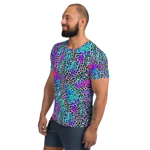 Prismatic Veins on a Men's Athletic T-Shirt
