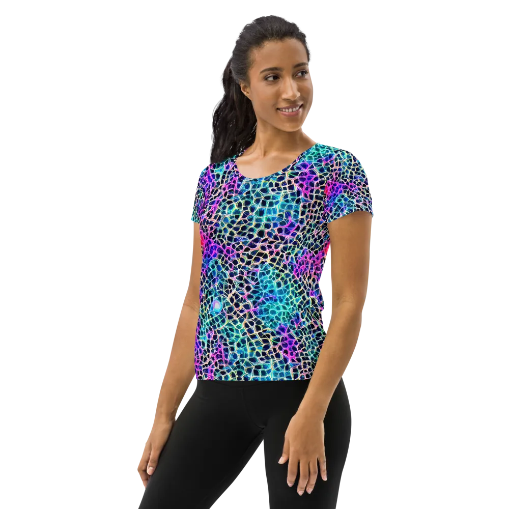 Prismatic Veins on Women's Athletic T-Shirt — Left