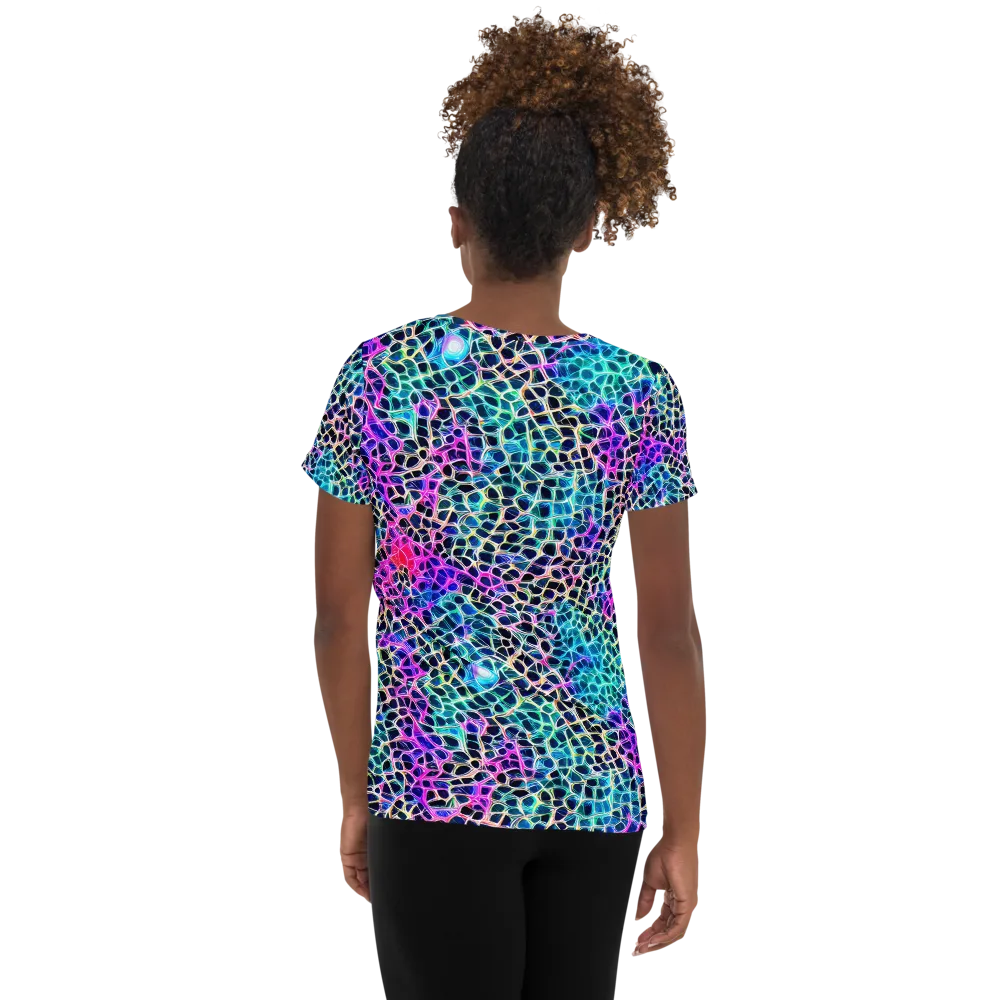 Prismatic Veins on Women's Athletic T-Shirt — Back