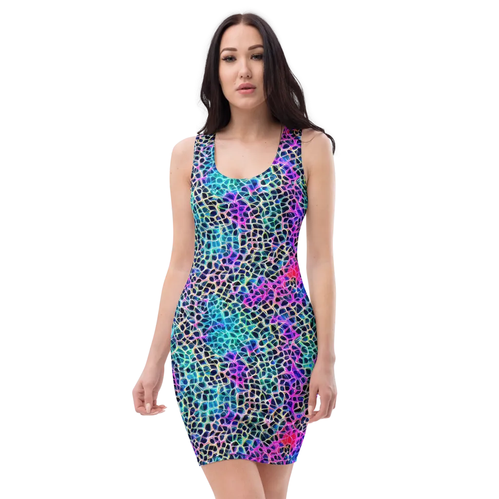 Prismatic Veins on Bodycon Dress — Front