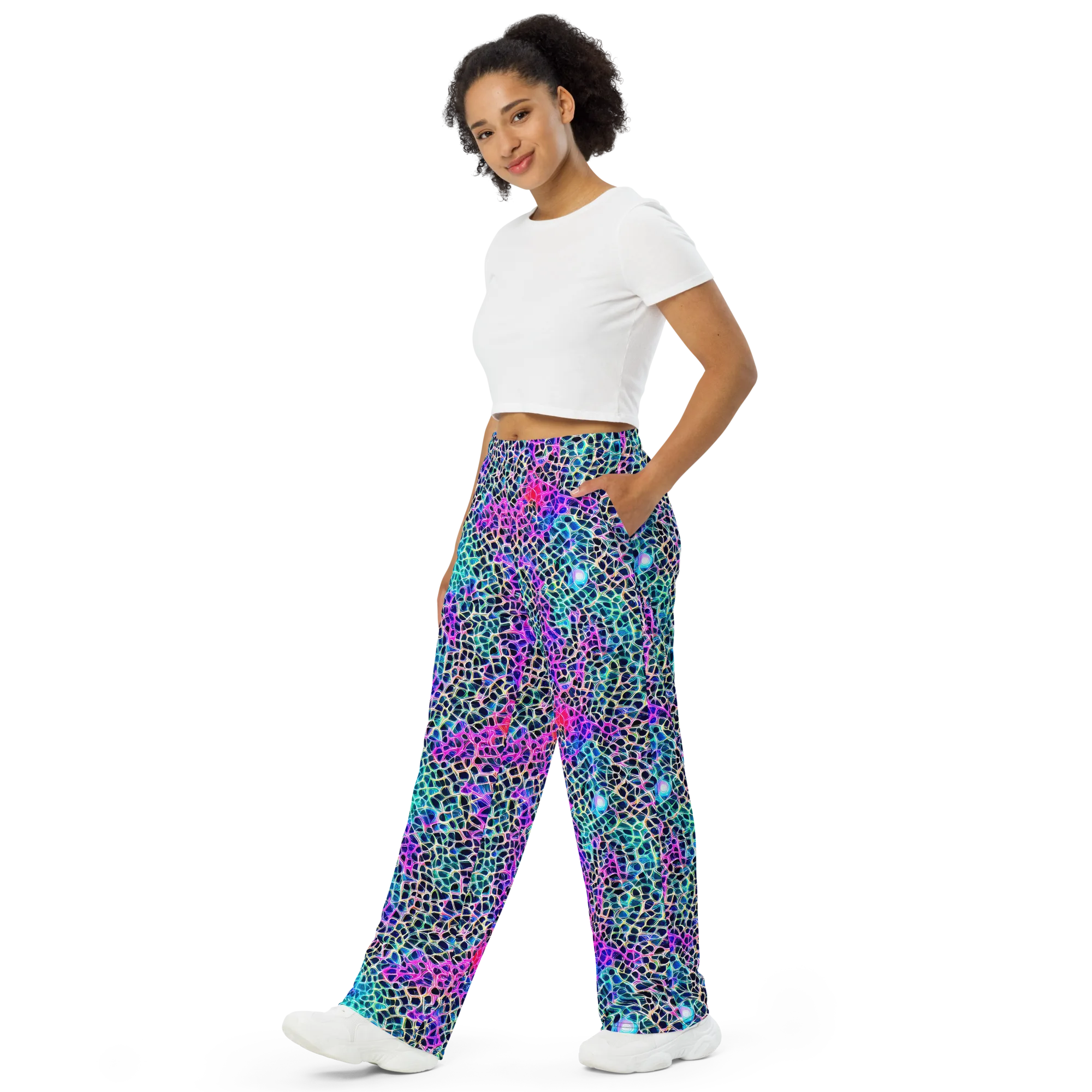 Prismatic Veins on Wide-Leg Pants — Left Front