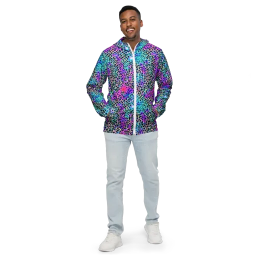 Prismatic Veins on a Men's Windbreaker